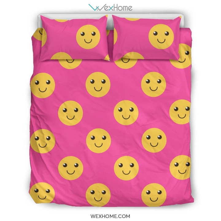 Emoji Pink Pattern Print Duvet Cover Bedding Set
