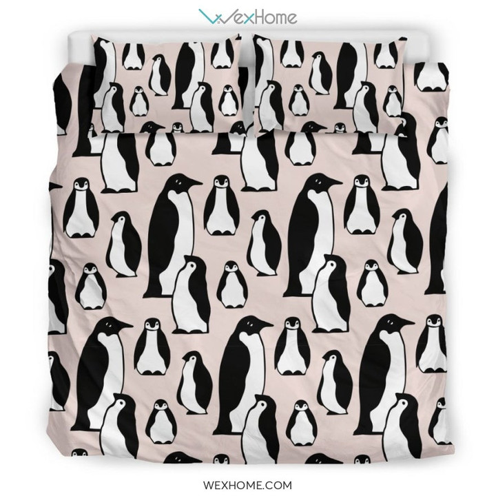 Penguin Print Pattern Duvet Cover Bedding Set