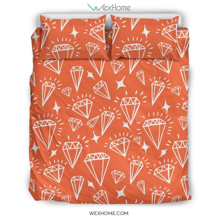 Diamond Orange Print Pattern Duvet Cover Bedding Set