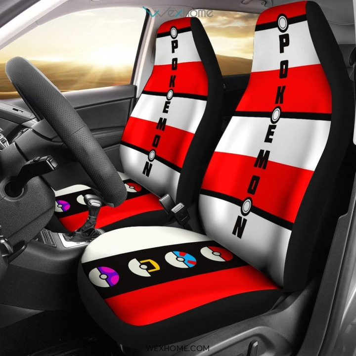 Pokemon Anime Car Seat Covers | Pokemon Red And White Seat Covers