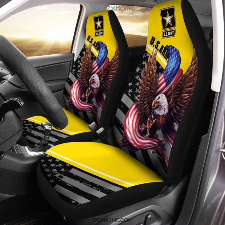 Bald Eagle Holding American Flag Car Seat Cover United States Army
