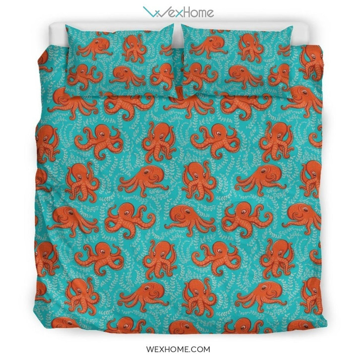 Squid Octopus Tentacle Print Pattern Duvet Cover Bedding Set