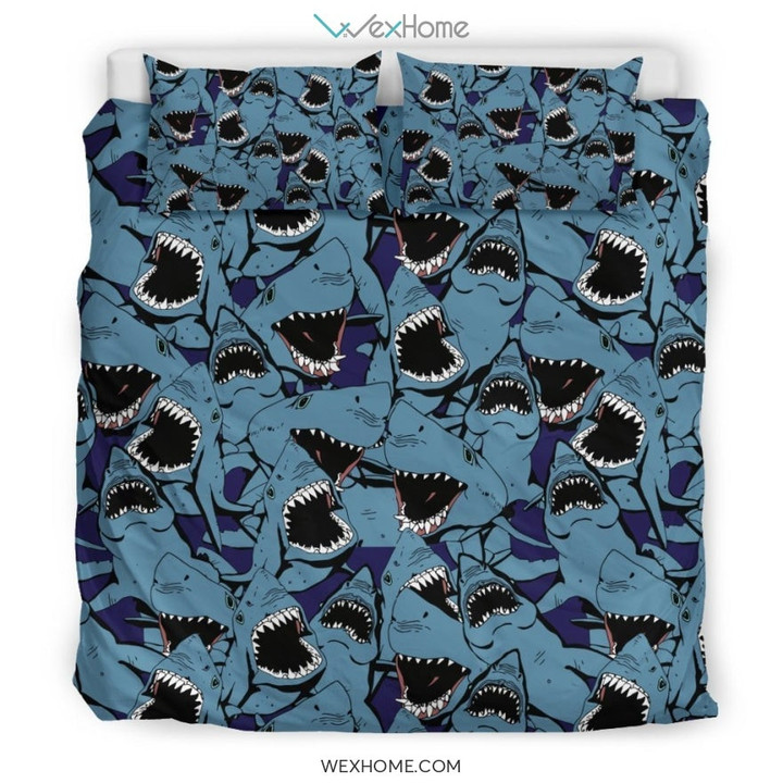 Shark Circling Pattern Print Duvet Cover Bedding Set