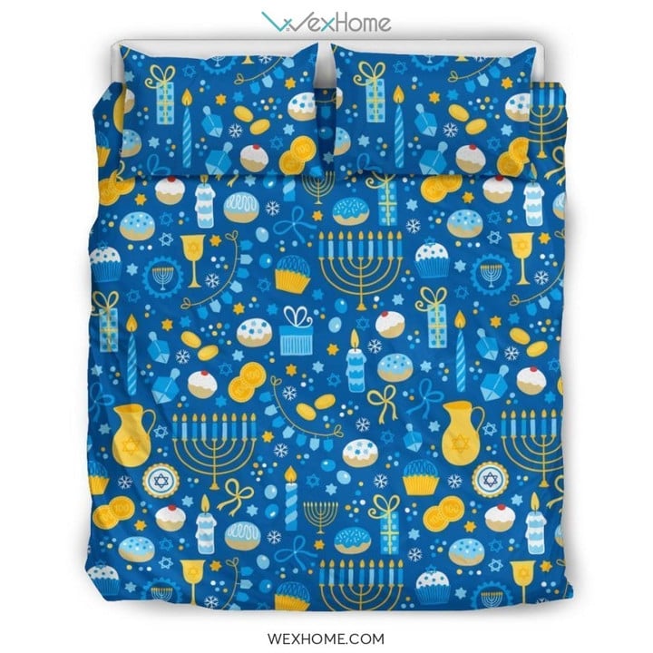 Hanukkah Print Pattern Duvet Cover Bedding Set