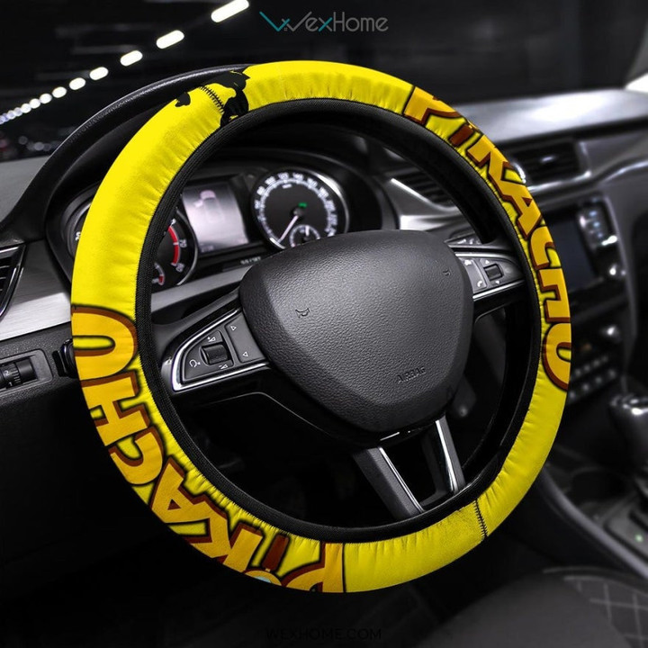 Pokemon Anime Steering Wheel Cover | Cute Detective Pikachu Yellow Steering Wheel Cover