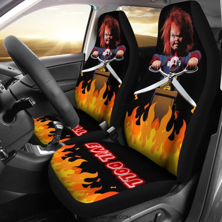 Horror Movie Chucky Evil Doll In Fire Car Seat Covers