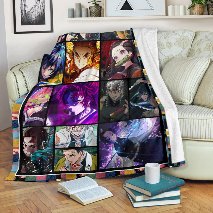 Powerful Characters Demon Slayer Fleece Blanket Anime Home Decor Custom For Fans NA031602