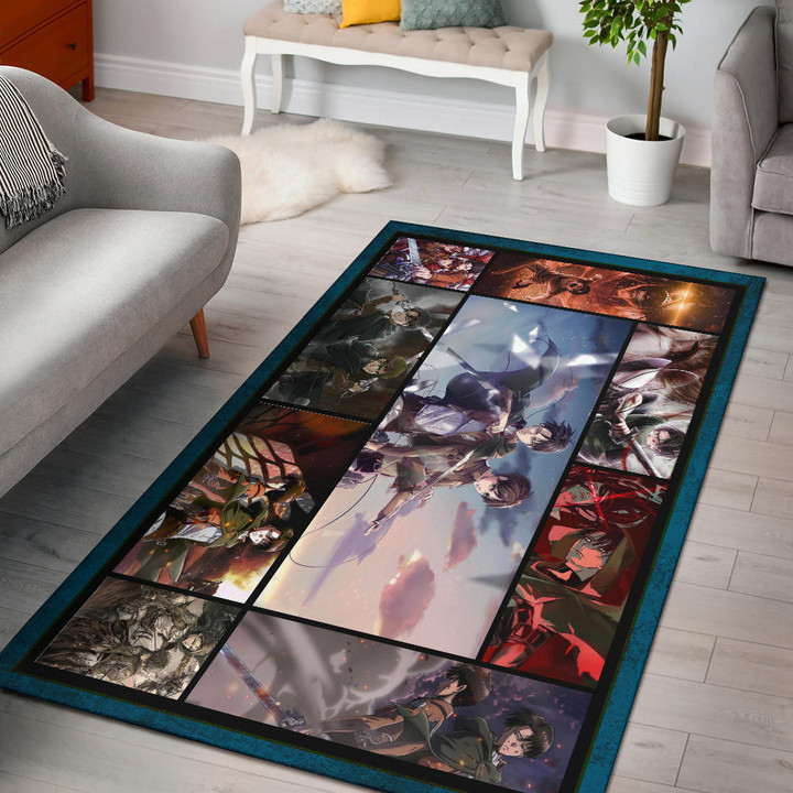 Eren And Levi  Attack On Titan Area Rug Anime Home Decor Custom For Fans NA033003
