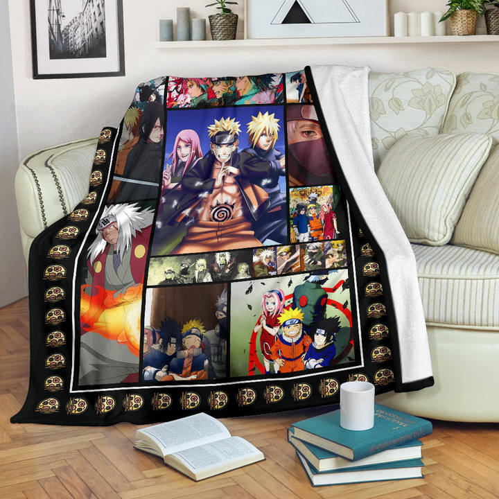 Team 7 Jiraiya Naruto Fleece Blanket Anime Home Decor Custom For Fans NA030302