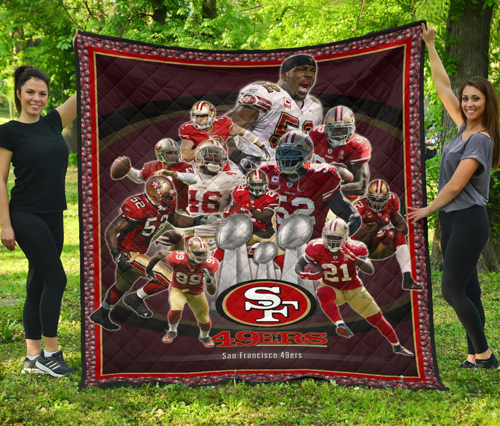 San Francisco Players 49ers Premium Quilt Blanket American Football Home Decor Custom For Fans