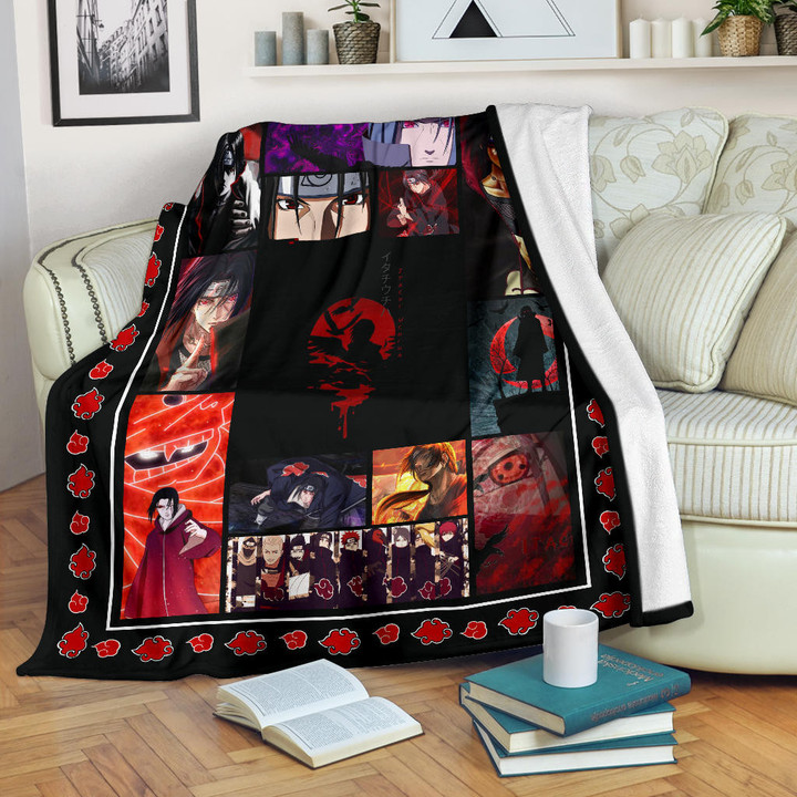 Itachi Uchiha Akatsuki Naruto Fleece Blanket Anime Home Decor Custom For Fans