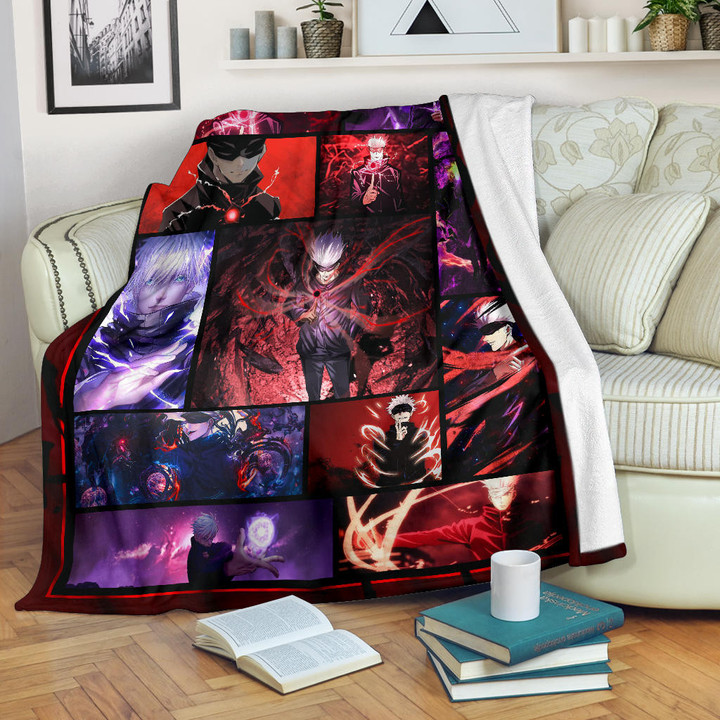 Satoru Gojo Jujutsu Kaisen Fleece Blanket Anime Home Decor Custom For Fans NA040103