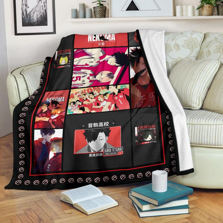 Tetsuro Kuroo Haikyuu Fleece Blanket Anime Home Decor Custom For Fans NA041502
