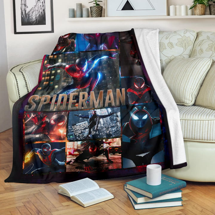 Spider Man Miles Gonzalo Morales Fleece Blanket Movie Home Decor Custom For Fans NT042901