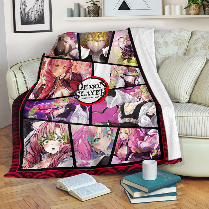 Mitsuri Kanroji Love Hashira Demon Slayer Fleece Blanket Anime Home Decor Custom For Fans NA051004