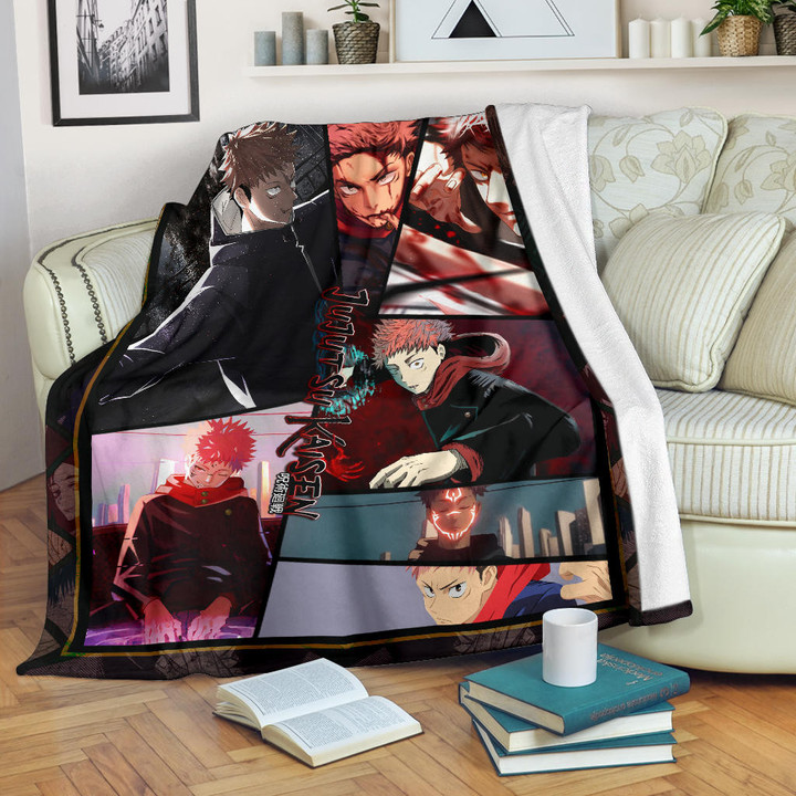 Itadori Yuji Jujutsu Kaisen Fleece Blanket Anime Home Decor Custom For Fans NA052003