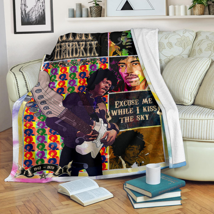 Jimi Hendrix Fleece Blanket Singer Home Decor Custom For Fans NT050601