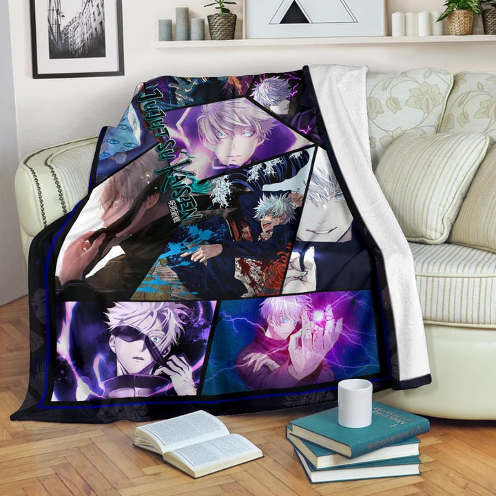 Satoru Gojo Jujutsu Kaisen Fleece Blanket Anime Home Decor Custom For Fans NA052002