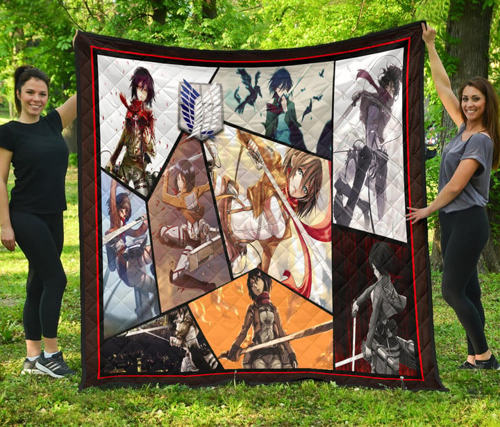 Mikasa Ackerman Attack On Titan Premium Quilt Blanket Anime Home Decor Custom For Fans NT052602