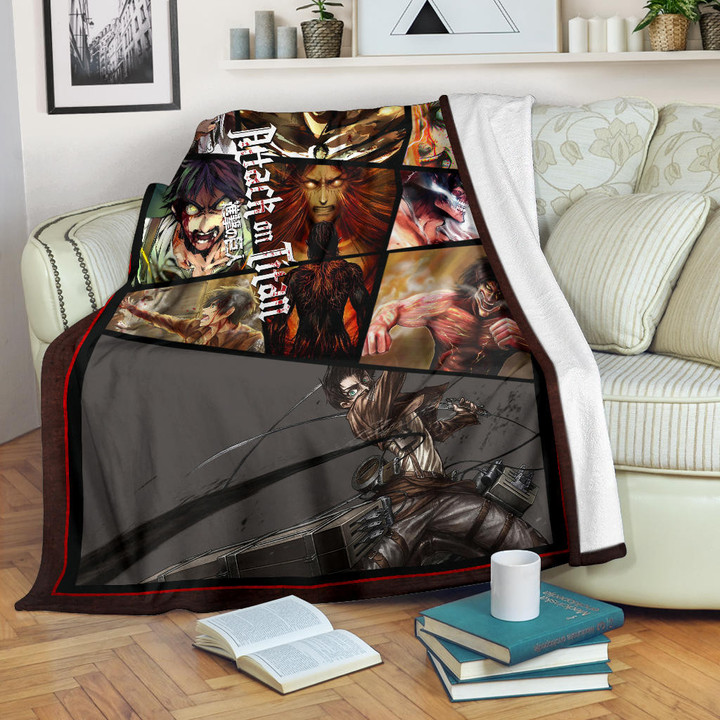 Eren Yeager Attack On Titan Fleece Blanket Anime Home Decor Custom For Fans NT052601