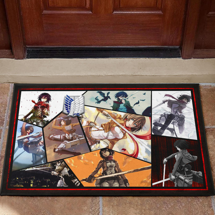 Mikasa Ackerman Attack On Titan Door Mat Anime Home Decor Custom For Fans NT052602