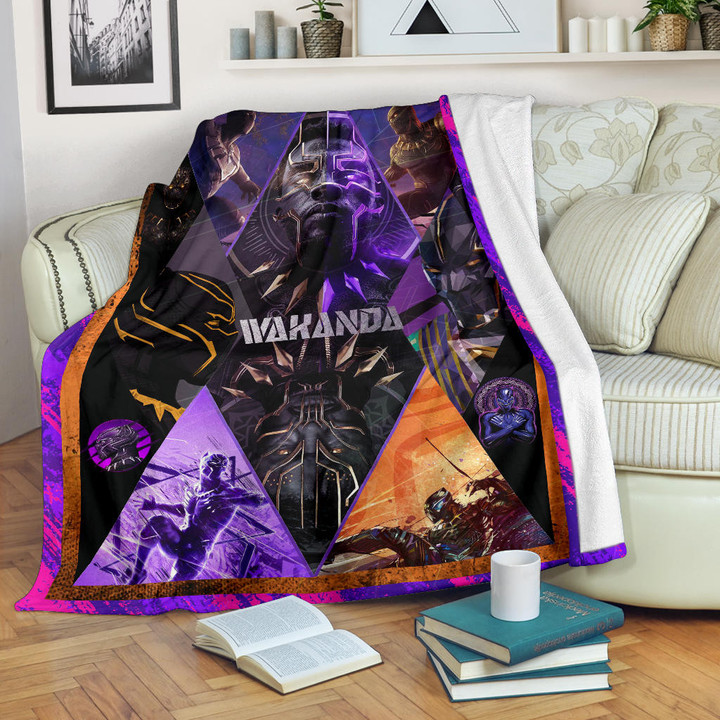 King T'Challa Black Panther Fleece Blanket Movie Home Decor Custom For Fans NT052302