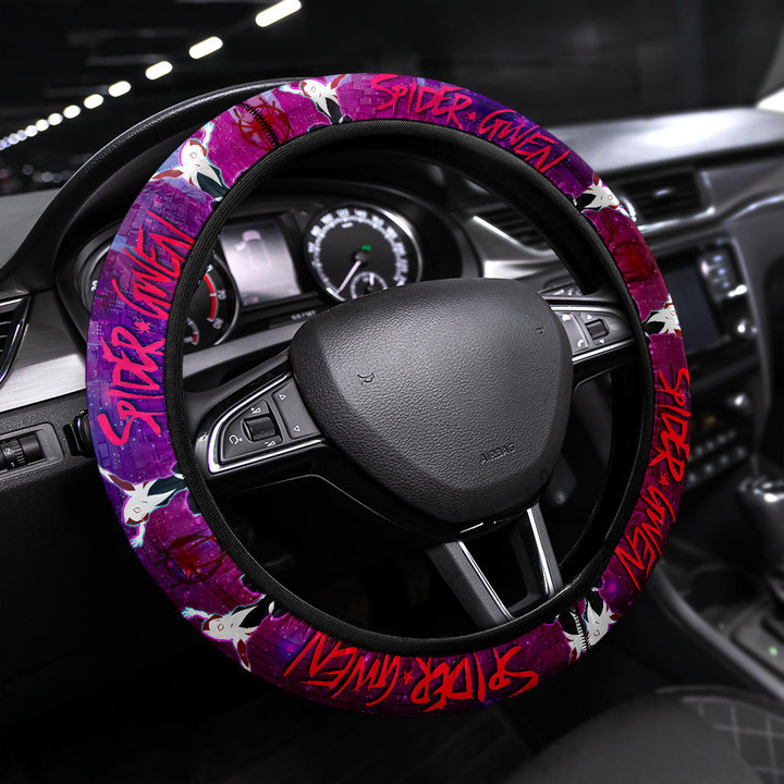 Gwen Spider Girl Spider Man Steering Wheel Cover Movie Car Accessories Custom For Fans NT053004