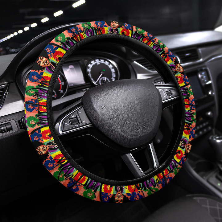 Jimi Hendrix Steering Wheel Cover Singer Car Accessories Custom For Fans AT22061706