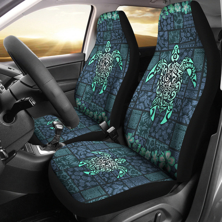 Hawaiian Hibiscus Turtle Car Seat Covers Tribal Car Accessories Custom For Fans AA22081201