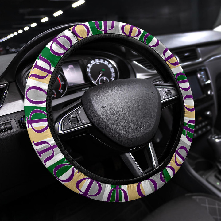 Omega Psi Phi Steering Wheel Cover Fraternity Car Accessories Custom For Fans AT22081102