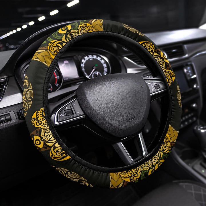 Hawaiian Hibiscus Turtle Steering Wheel Cover Tribal Car Accessories Custom For Fans AA22081204