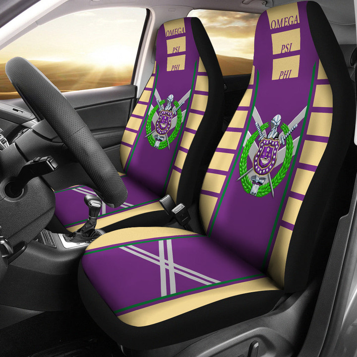 Omega Psi Phi Car Seat Covers Fraternity Car Accessories Custom For Fans AT22081101