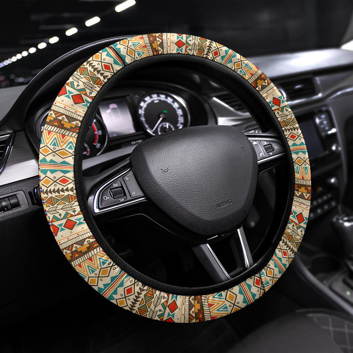 Abstract Pattern Steering Wheel Cover Native American Car Accessories Custom For Fans AT22081809