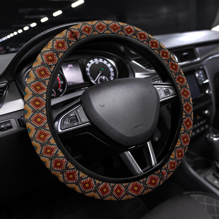 Abstract Pattern Steering Wheel Cover Native American Car Accessories Custom For Fans AT22081811
