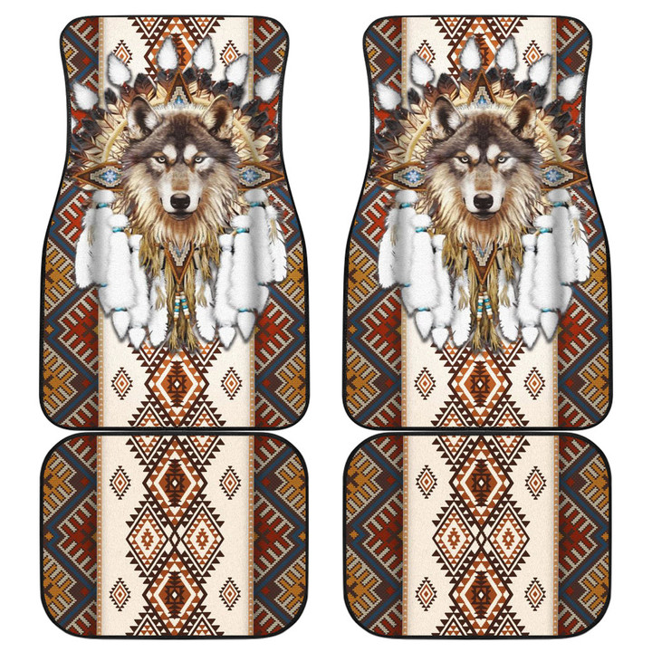 Abstract Wolf Car Floor Mats Native American Car Accessories Custom For Fans AT22081807