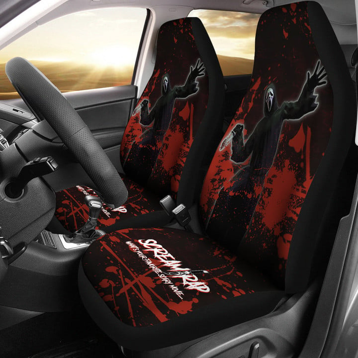 Ghostface Scream Car Seat Covers Horror Movie Car Accessories Custom For Fans AA22081501