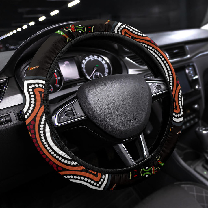 Abstract Snake Steering Wheel Cover Aboriginal Australia Car Accessories Custom For Fans AA22082303