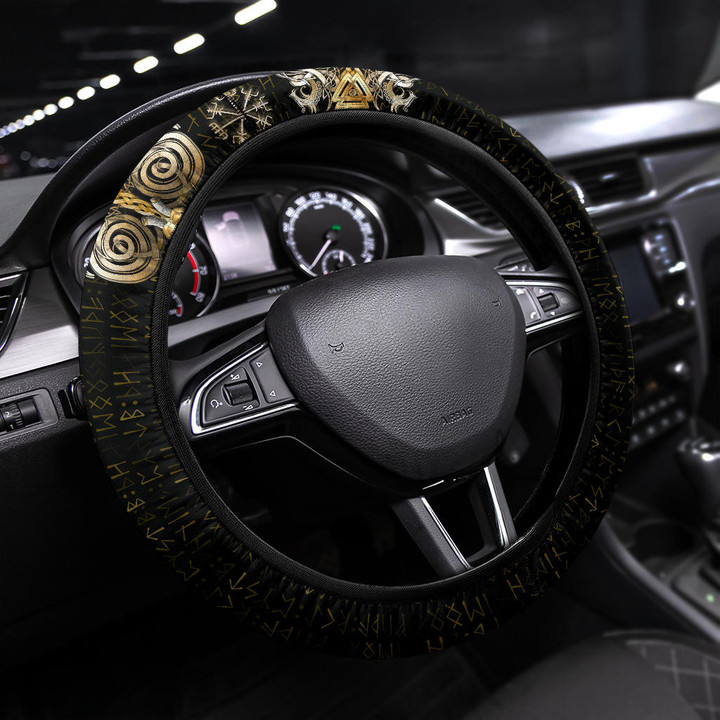 Abstract Viking Steering Wheel Cover Viking Car Accessories Custom For Fans AT22082502
