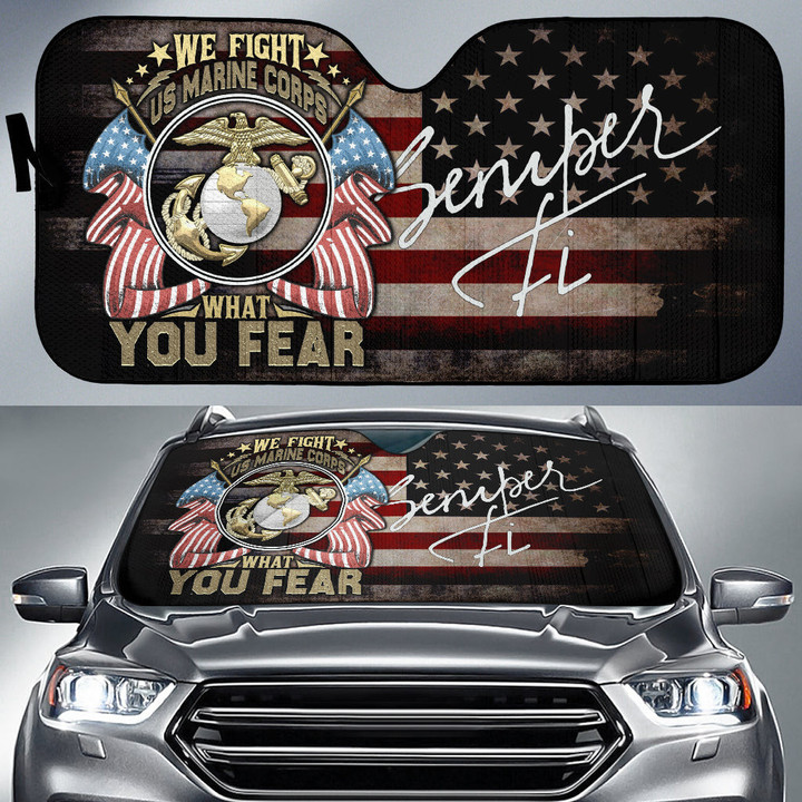 United States Marine Corps Car Sun Shade Armed Forces Car Accessories Custom For Fans AT22083102