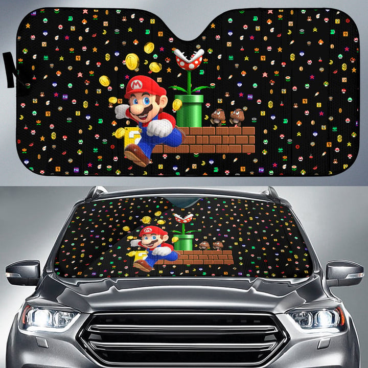 Super Mario Car Sun Shade Game Car Accessories Custom For Fans AA22083004