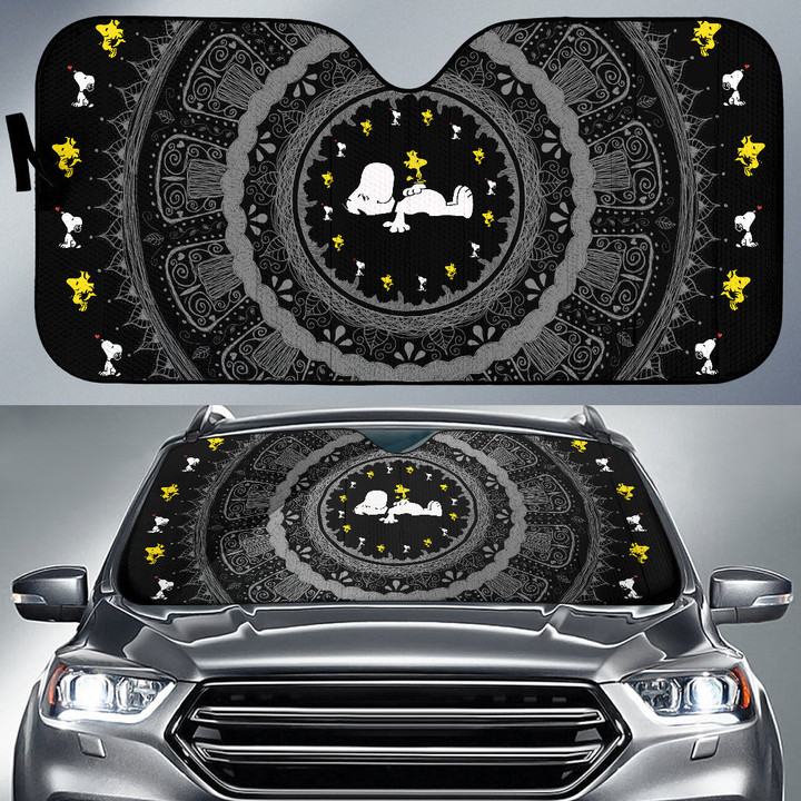 Snoopy Mandala Car Sun Shade Cartoon Car Accessories Custom For Fans AA22090701