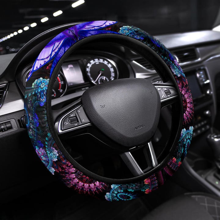 Abstract Dragonfly Steering Wheel Cover Mandala Car Accessories Custom For Fans AA22090503