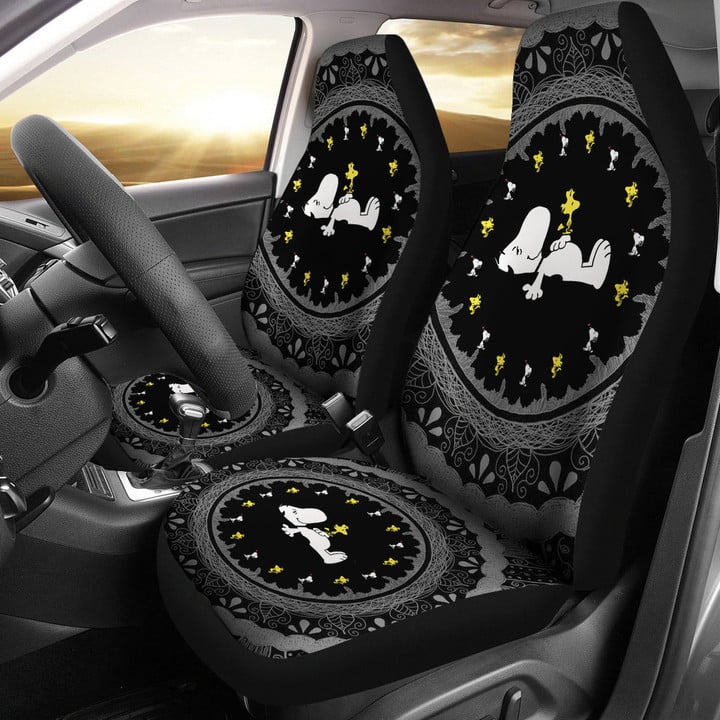 Snoopy Mandala Car Seat Covers Cartoon Car Accessories Custom For Fans AA22090701