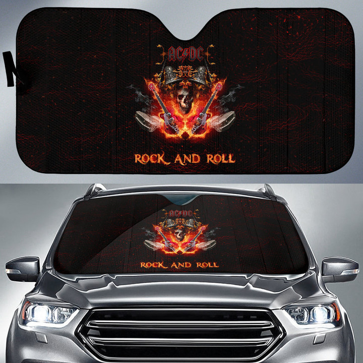 AC DC Car Sun Shade Music Rock Band Car Accessories Custom For Fans AA22100502
