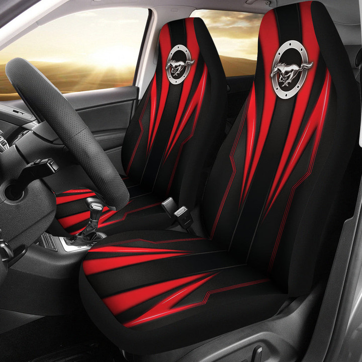 Mustang Red Logo Car Seat Covers Metal Abstract Car Accessories Ph220913-06