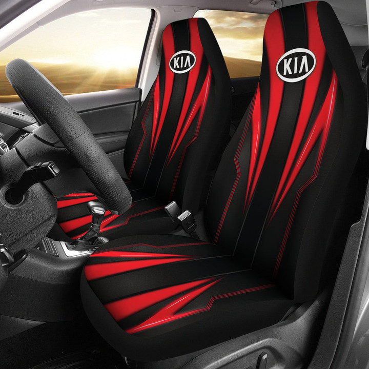 Kia Red Logo Car Seat Covers Metal Abstract Car Accessories Ph220913-11