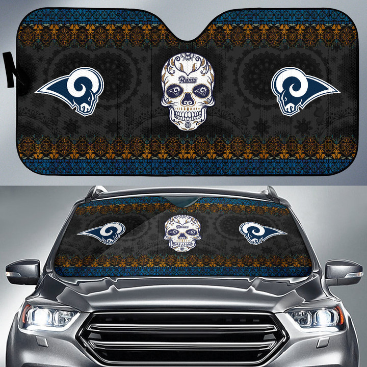 Los Angeles Rams American Football Club Skull Car Sun Shade NFL Car Accessories Custom For Fans AA22111610