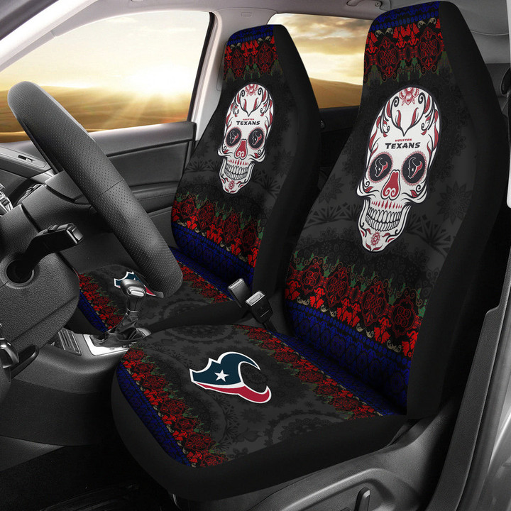 Houston Texans American Football Club Skull Car Seat Covers NFL Car Accessories Custom For Fans AA22111602
