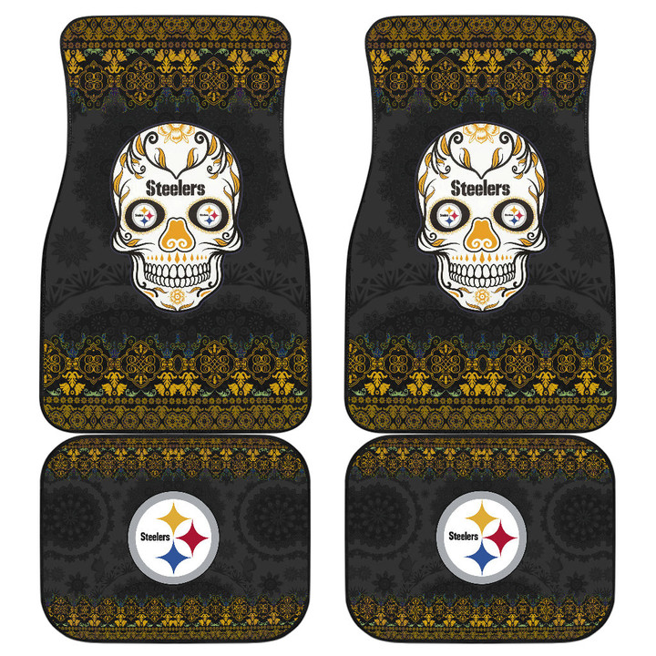 Pittsburgh Steelers American Football Club Skull Car Floor Mats NFL Car Accessories Custom For Fans AA22111704