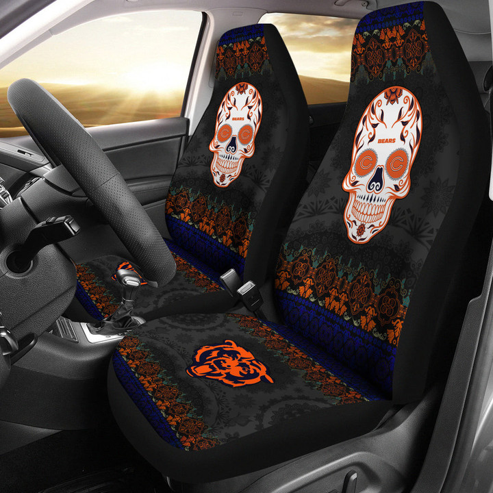 Chicago Bears American Football Club Skull Car Seat Covers NFL Car Accessories Custom For Fans AA22111604